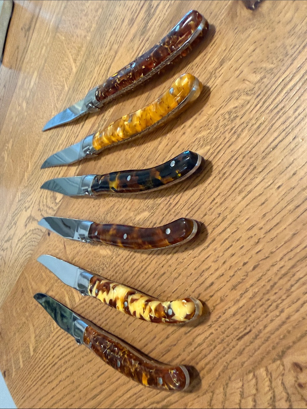 Williams-Sonoma Jean Dubost Tortoise Acrylic Steak Knives, Set of 6, New - Picture 4 of 4